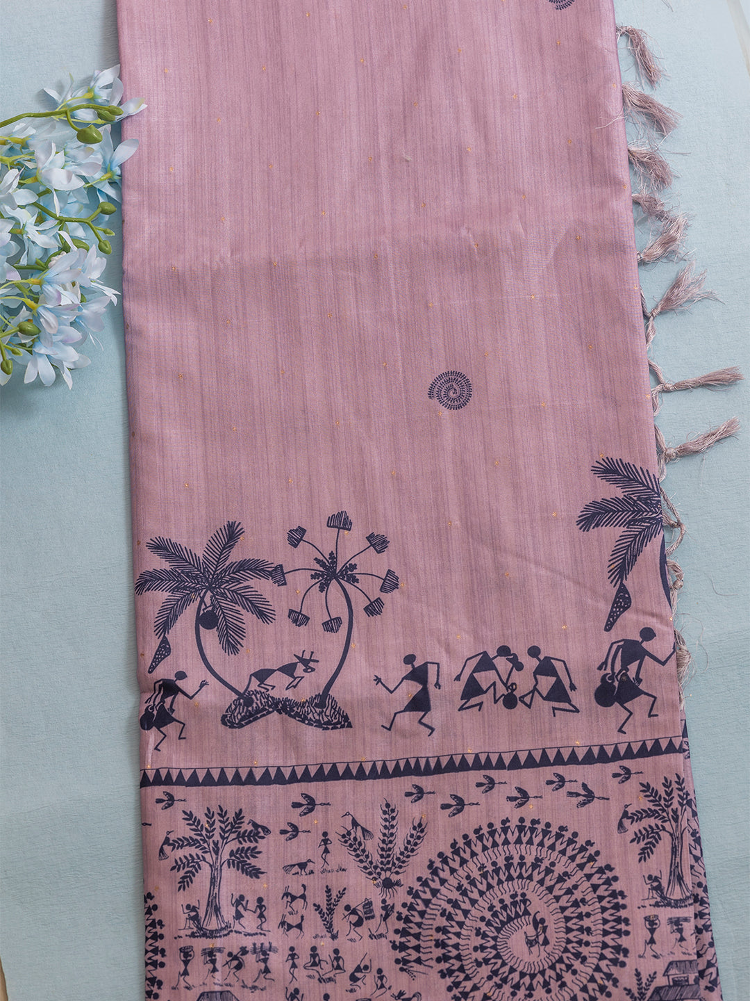 Women Violet Semi Tussar Printed Saree SCS153