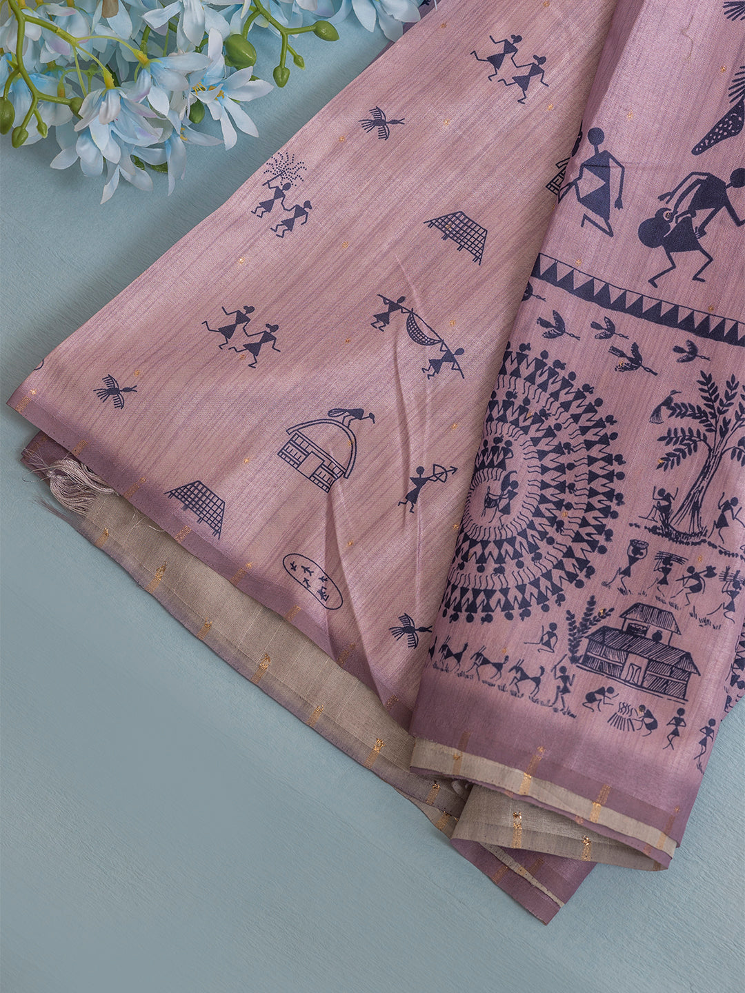 Women Violet Semi Tussar Printed Saree SCS153