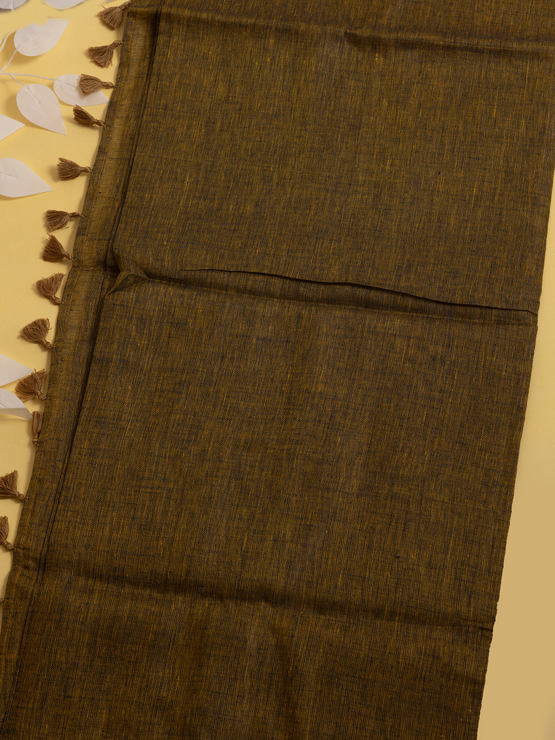 Women Yellowish Brown Semi Linen Saree SL197
