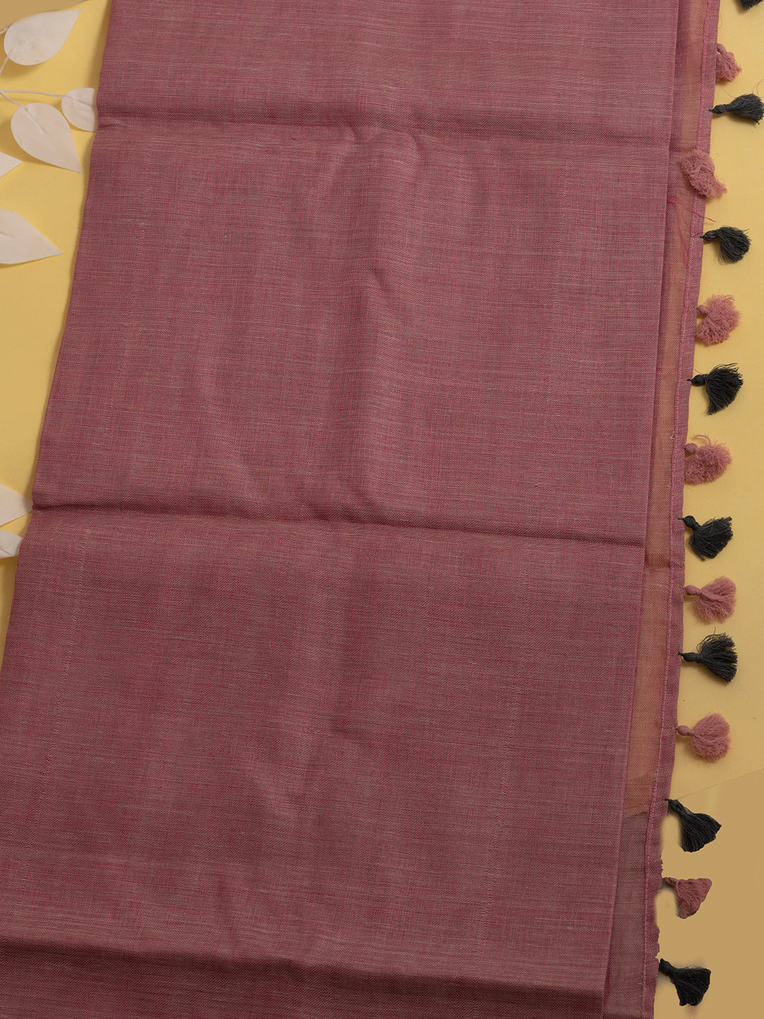 Women Pink Semi Linen Striped Saree SL194