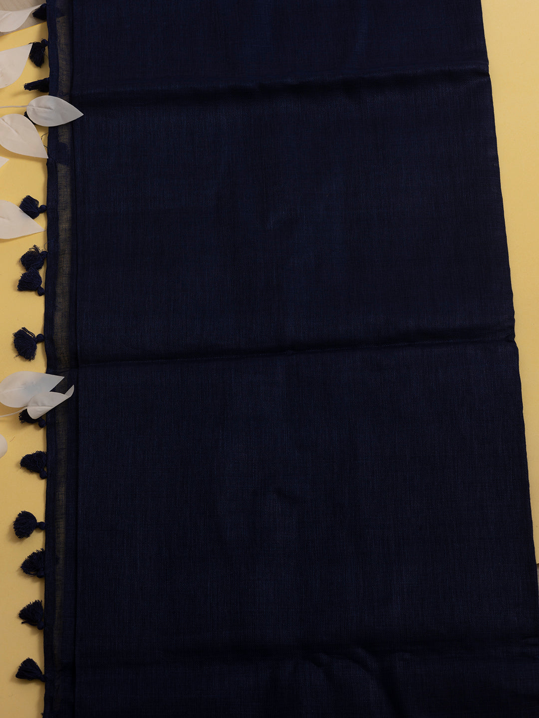 Women Navy Blue Semi Linen Striped Saree SL193