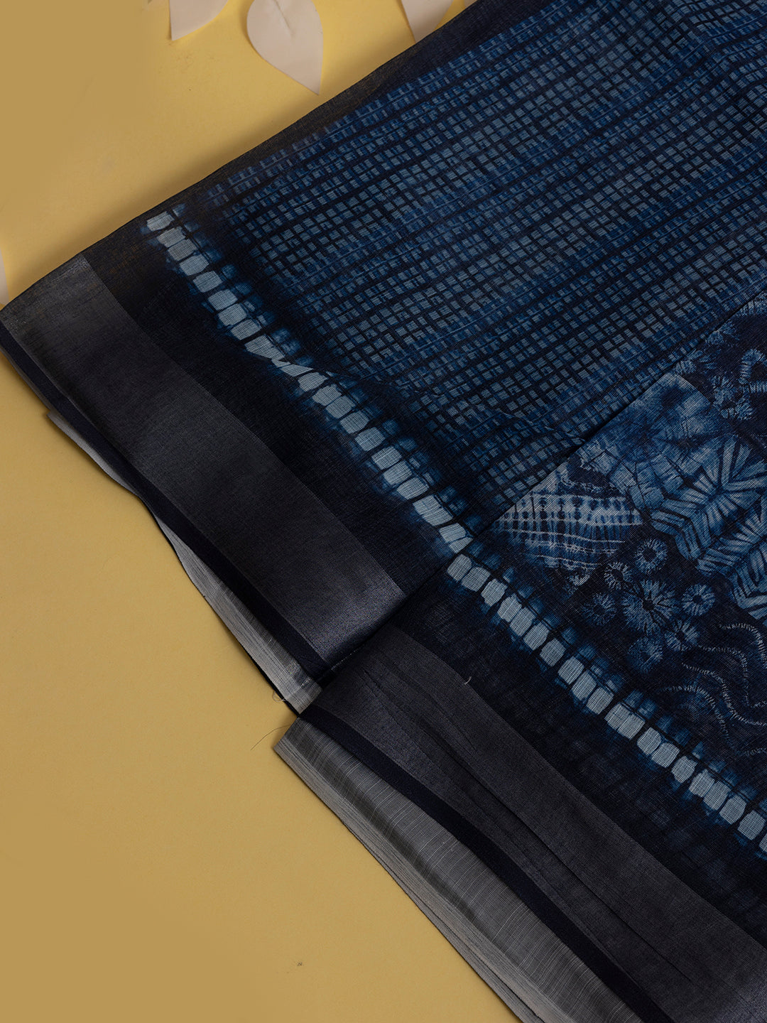 Women Navy Semi Linen Printed Saree SL177
