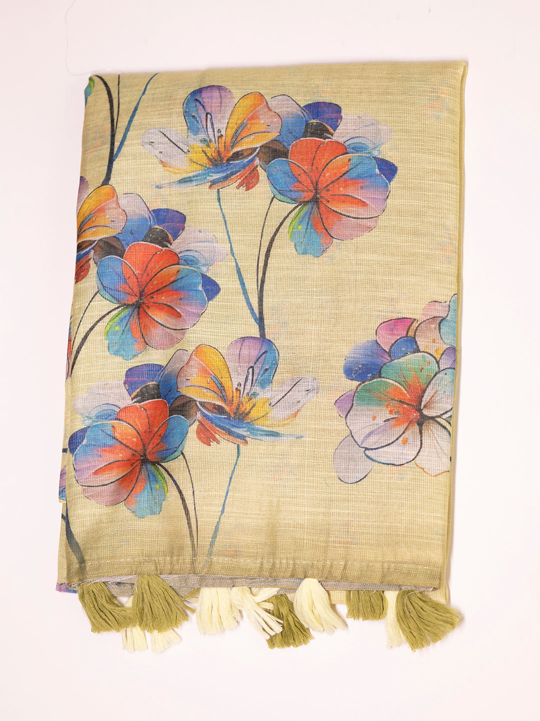 Women Yellow Tissue Printed Saree TS23