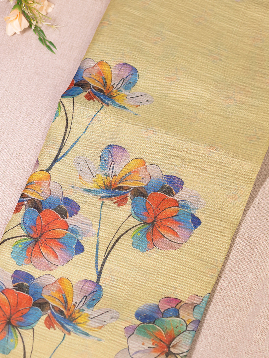 Women Yellow Tissue Printed Saree TS23