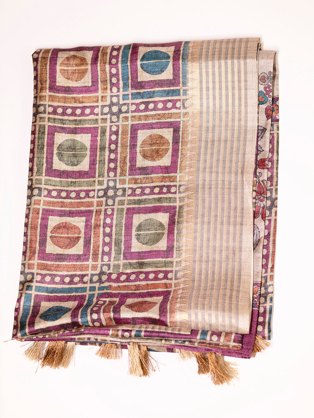 Women Multi Colour Tissue Printed Saree TS32