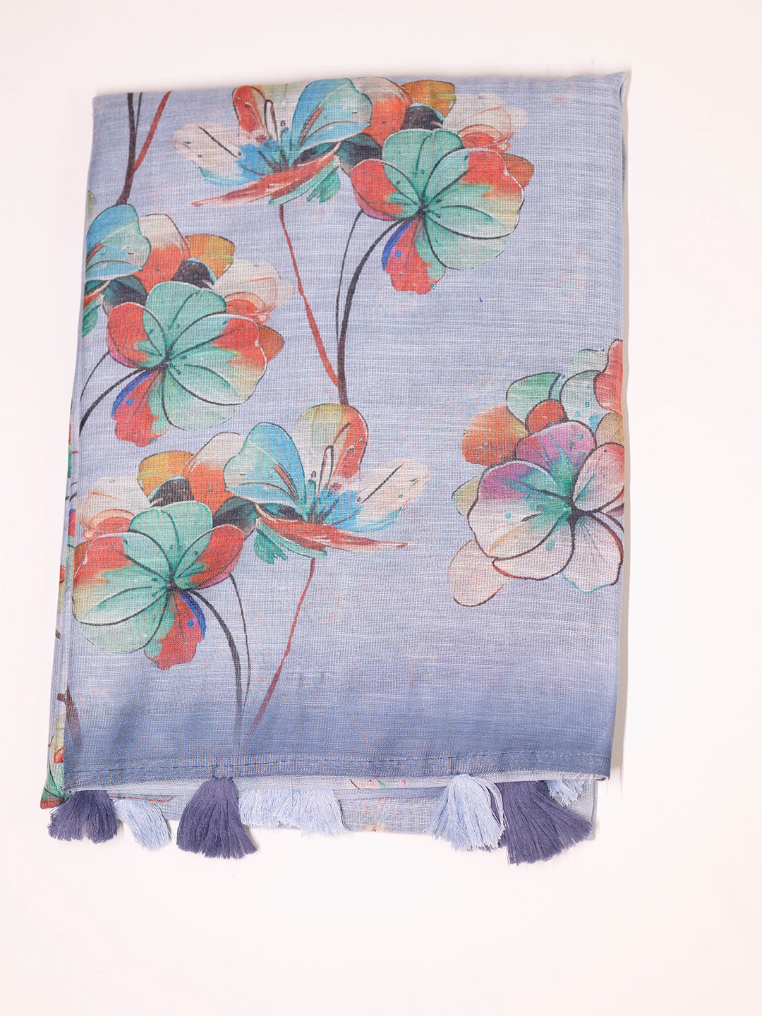 Women Blue Tissue Printed Saree TS22