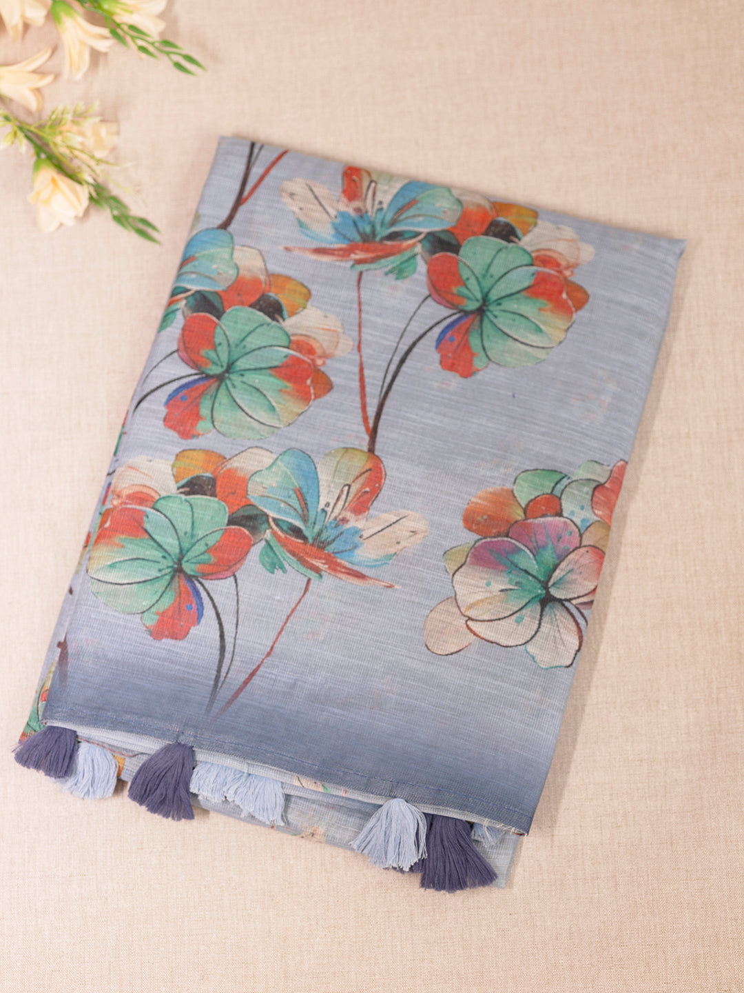 Women Blue Tissue Printed Saree TS22