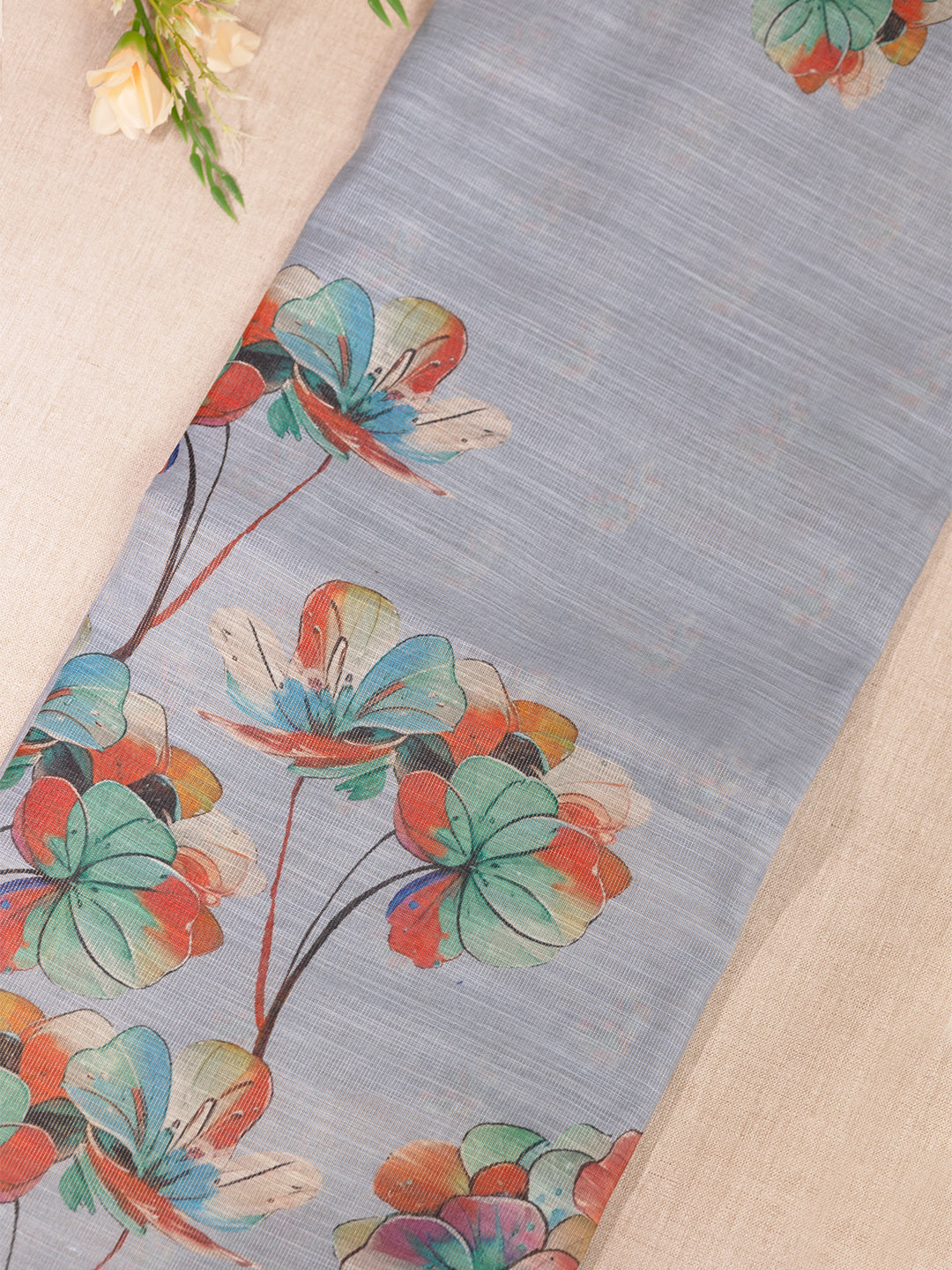 Women Blue Tissue Printed Saree TS22