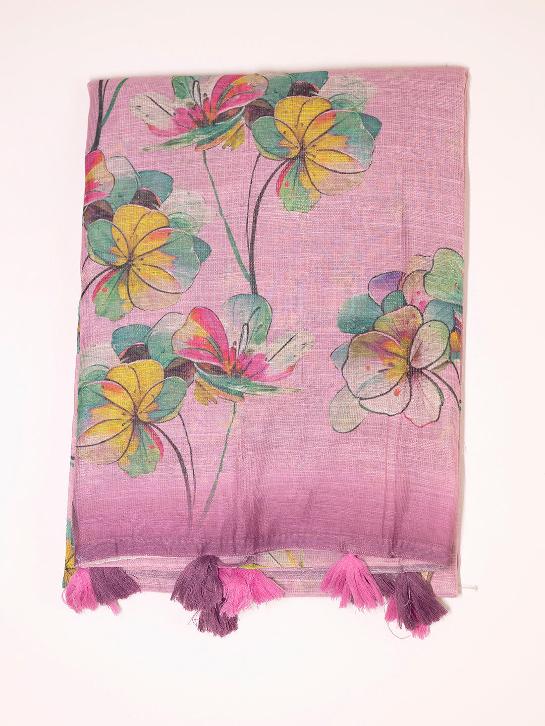 Women Pink Tissue Printed Saree TS24