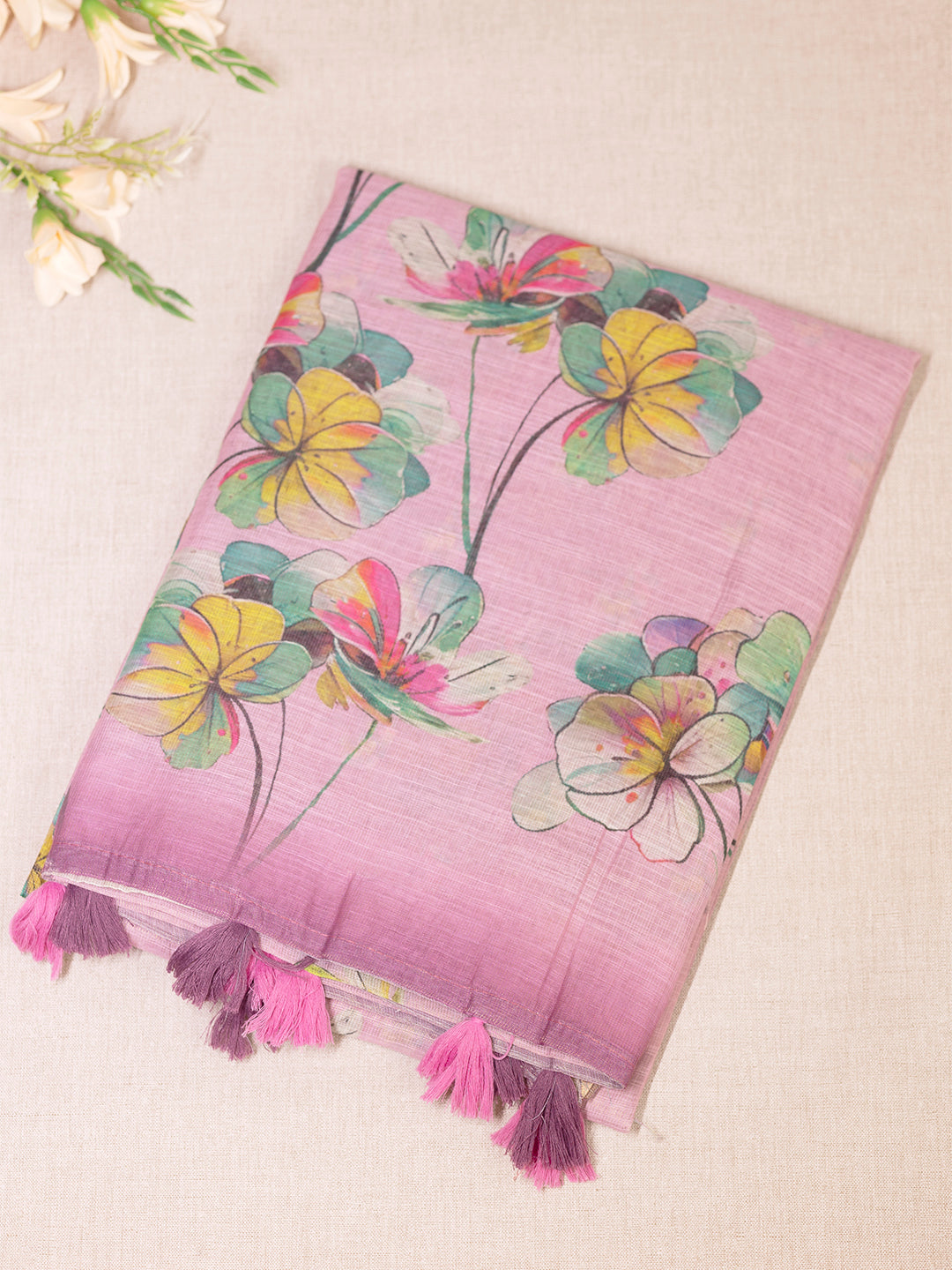 Women Pink Tissue Printed Saree TS24
