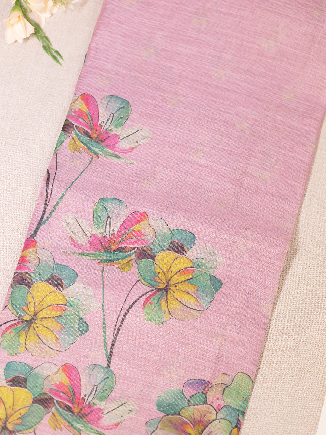 Women Pink Tissue Printed Saree TS24