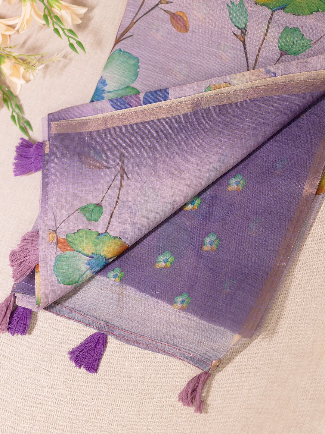 Women Purple Tissue Printed Saree TS28