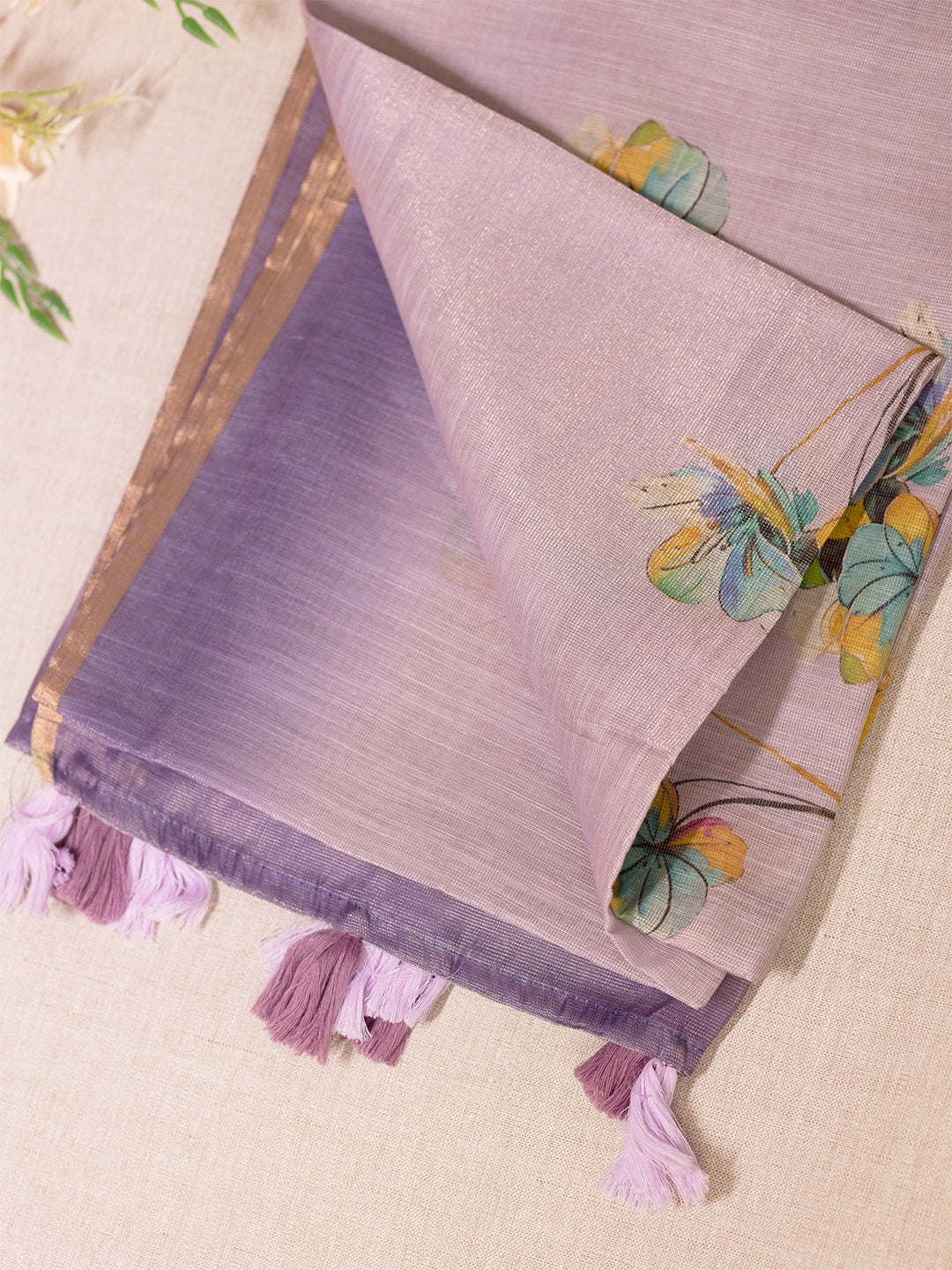 Women Violet Tissue Printed Saree TS25