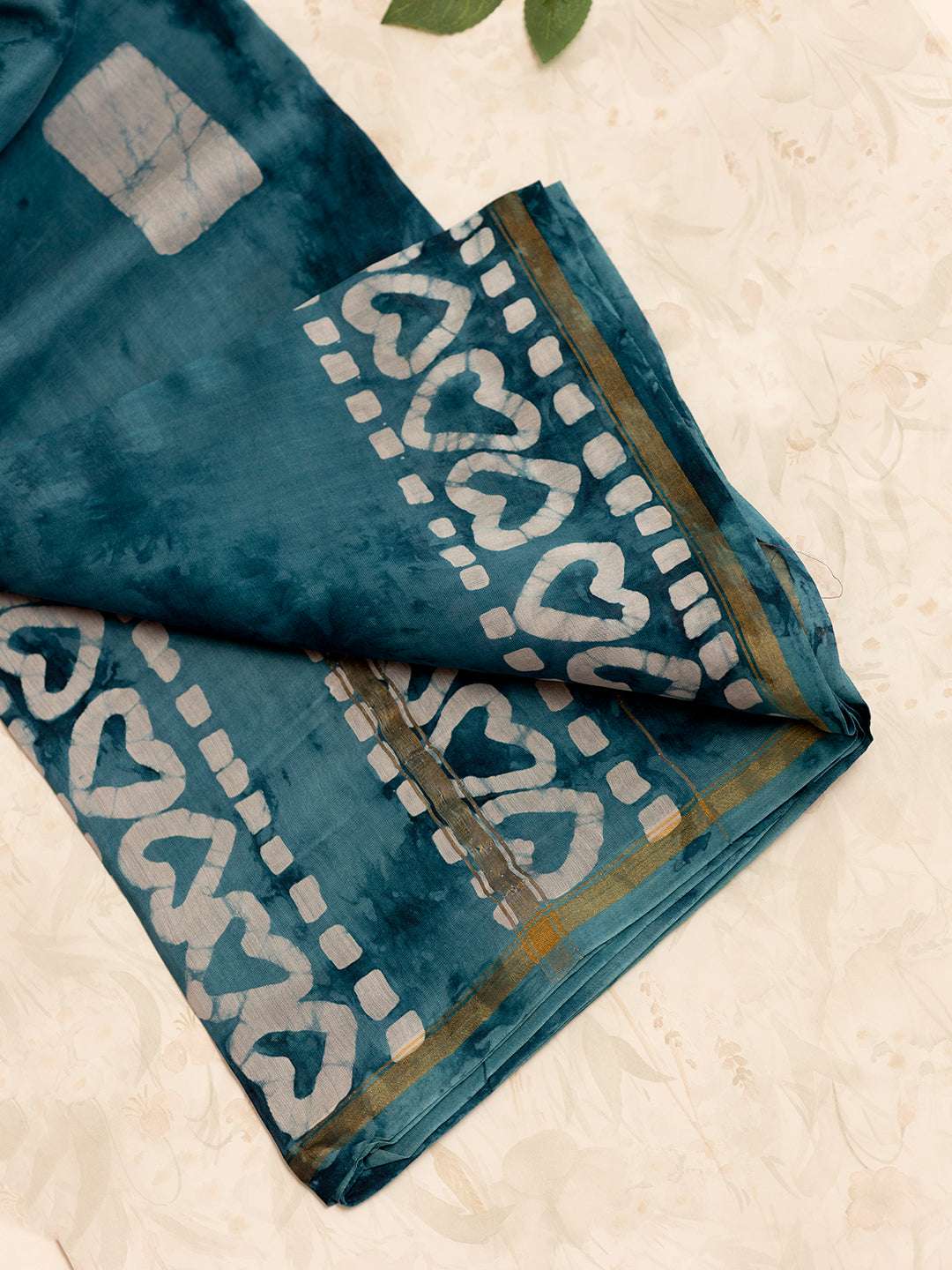 Women Blue Semi Chanderi Cotton Printed Saree SC50