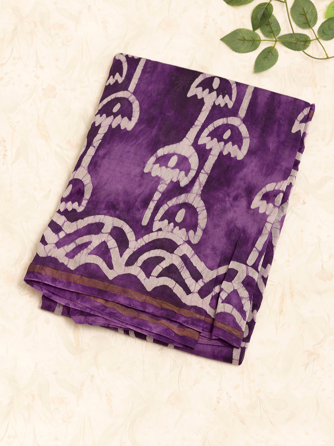 Women Violet Semi Chanderi Cotton Printed Saree SC49