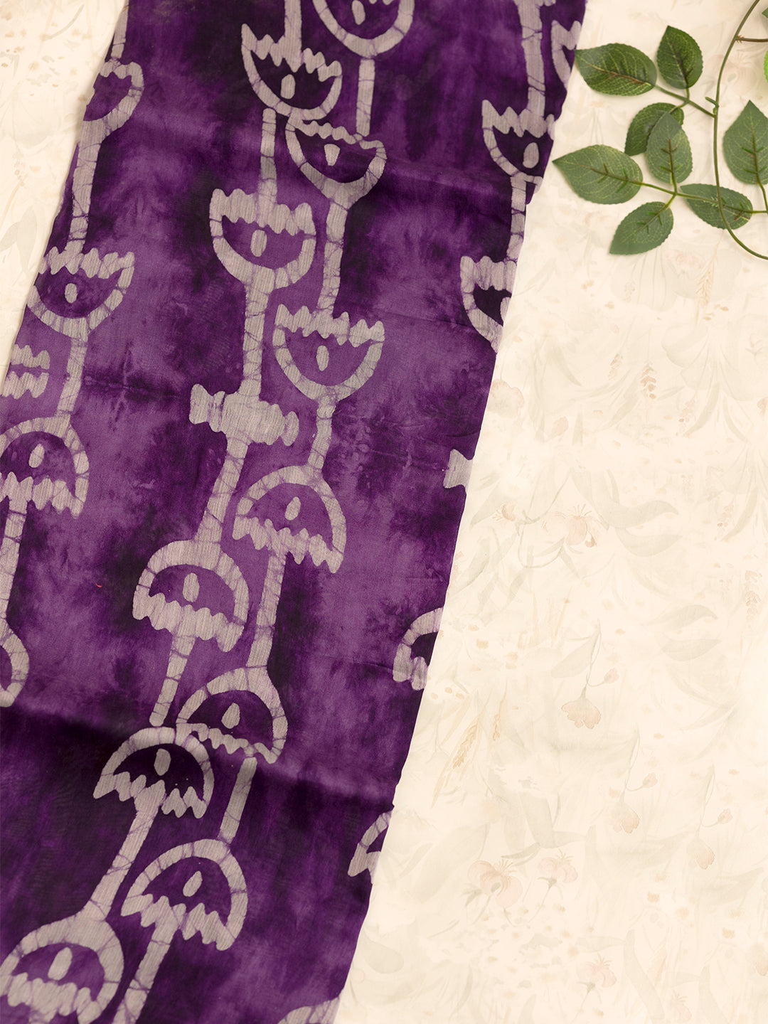 Women Violet Semi Chanderi Cotton Printed Saree SC49