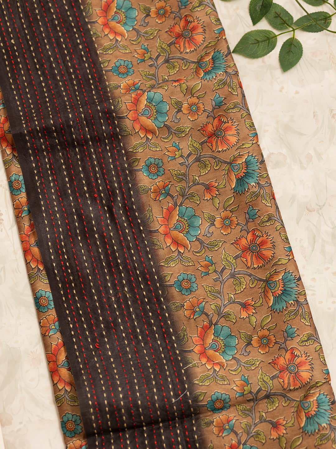 Women Brown Printed Semi Tussar Saree ST231