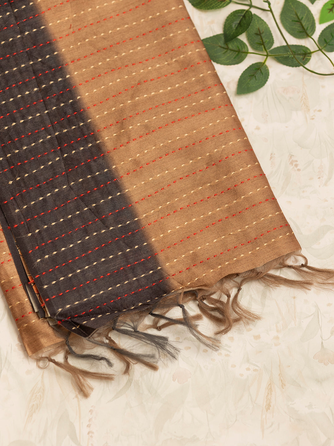 Women Brown Printed Semi Tussar Saree ST231