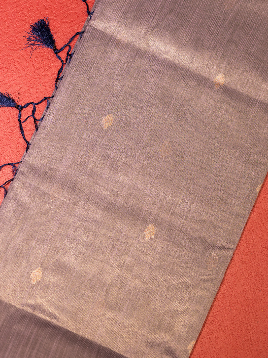 Women Purple Tissue Saree with Navy Embroidered Border TS18