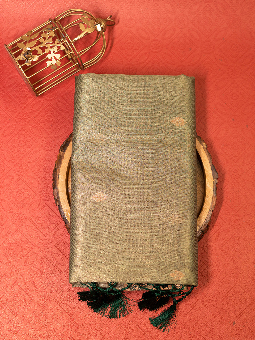 Women Green Tissue Saree TS20