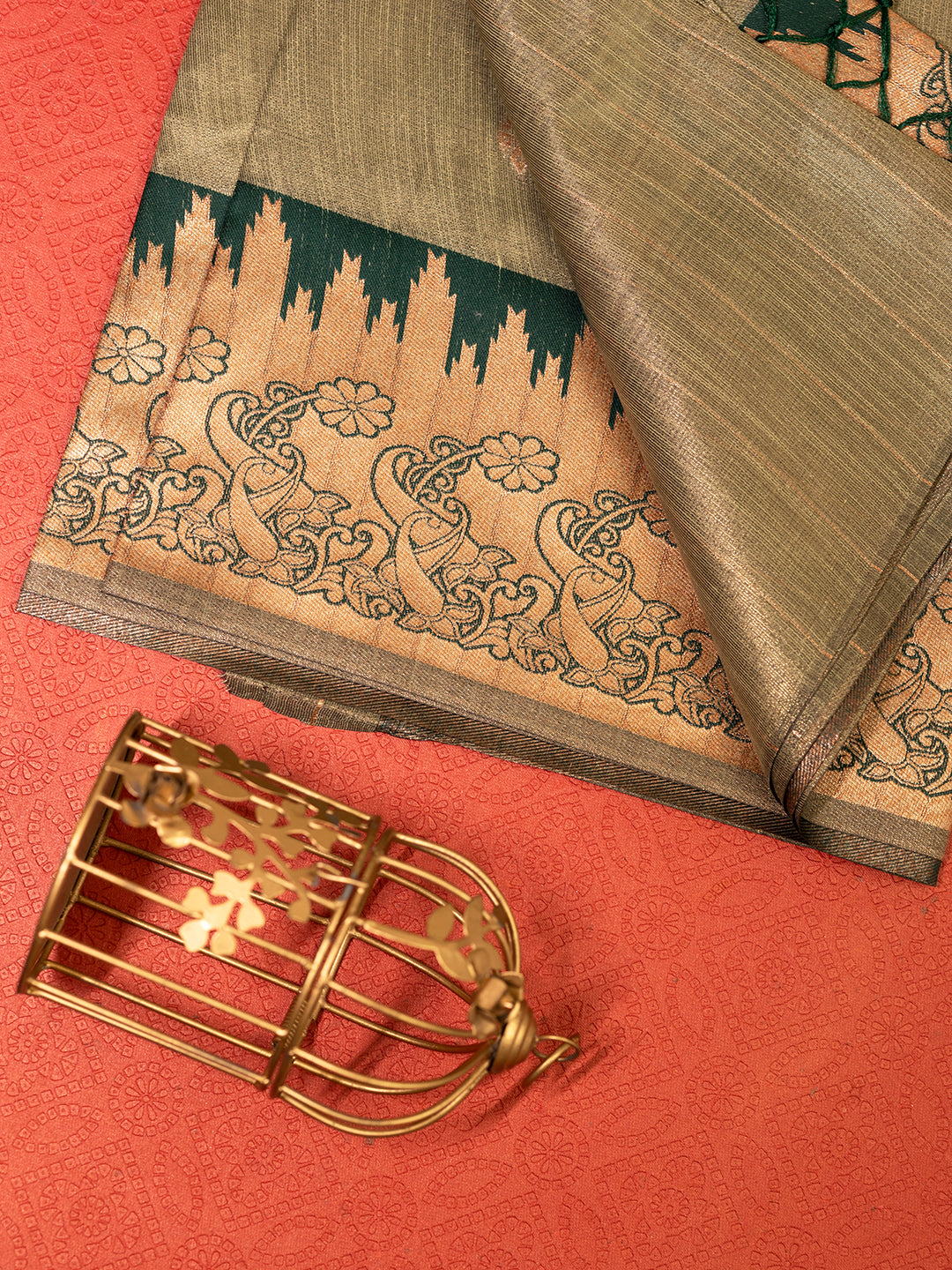 Women Green Tissue Saree TS20