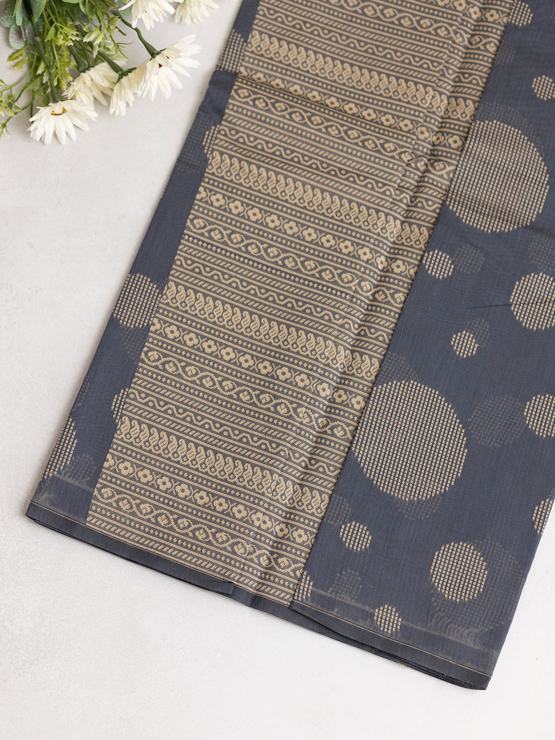 Women Grey Kora Cotton Saree PCS155
