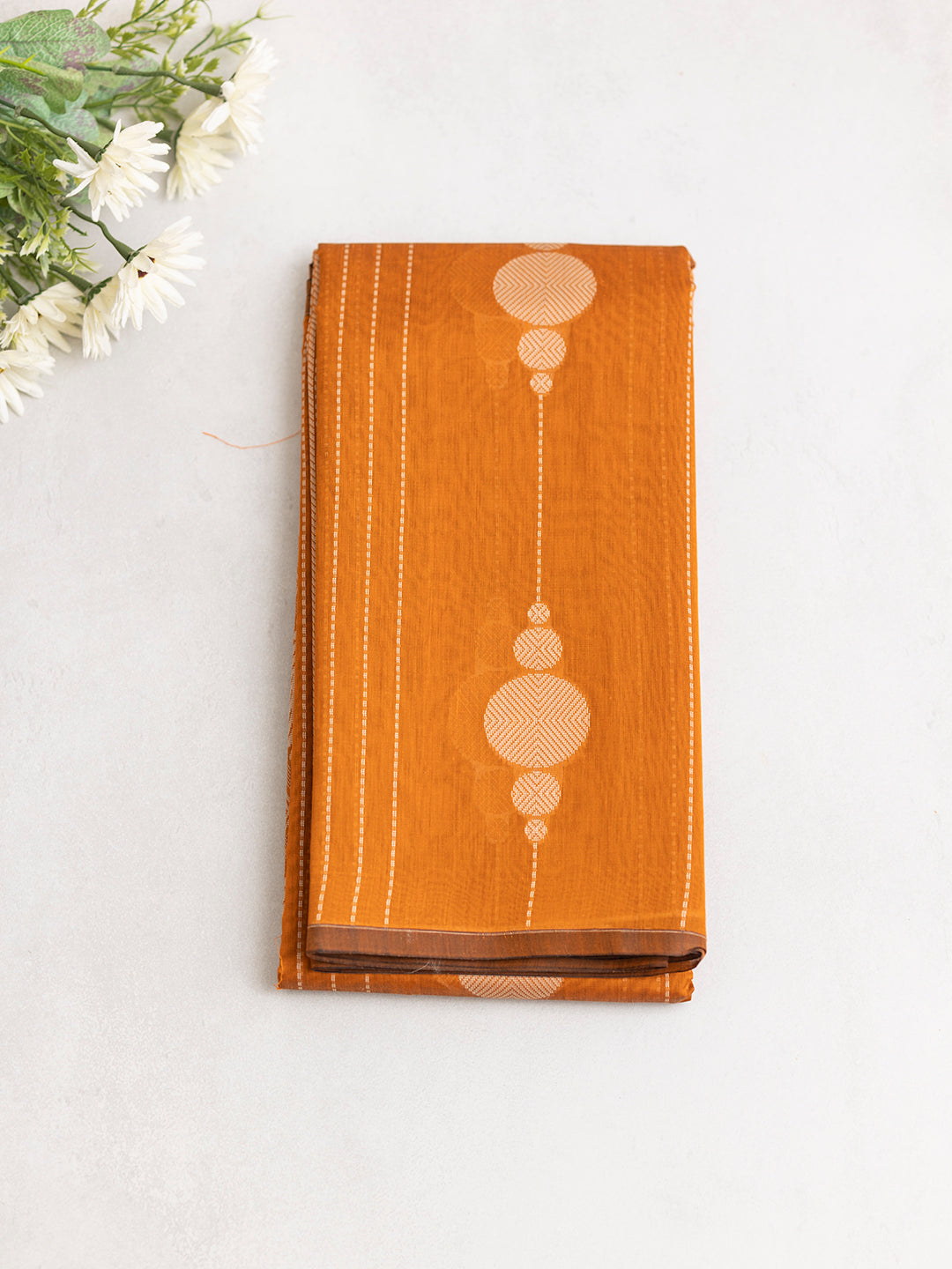 Women Dark Orange Kora Cotton Saree PCS167