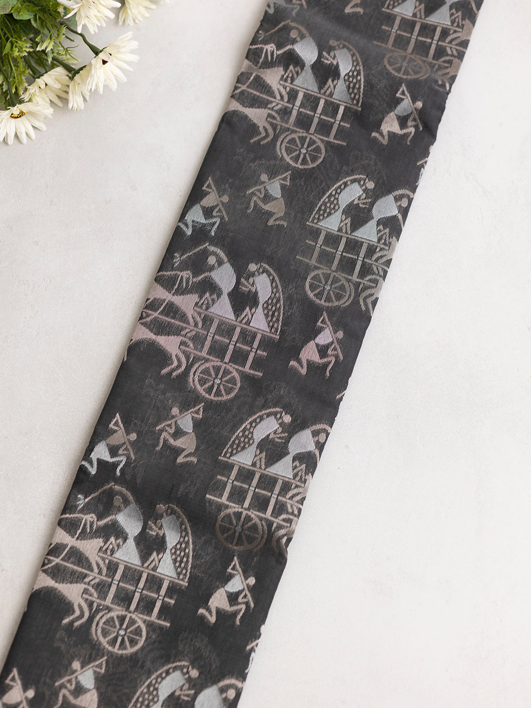 Women Dark Grey Kotta Cotton Saree PCS184