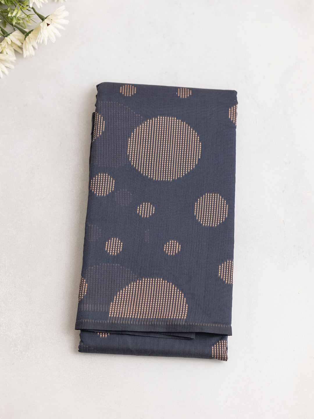 Women Greyish Blue Kora Cotton Saree PCS181