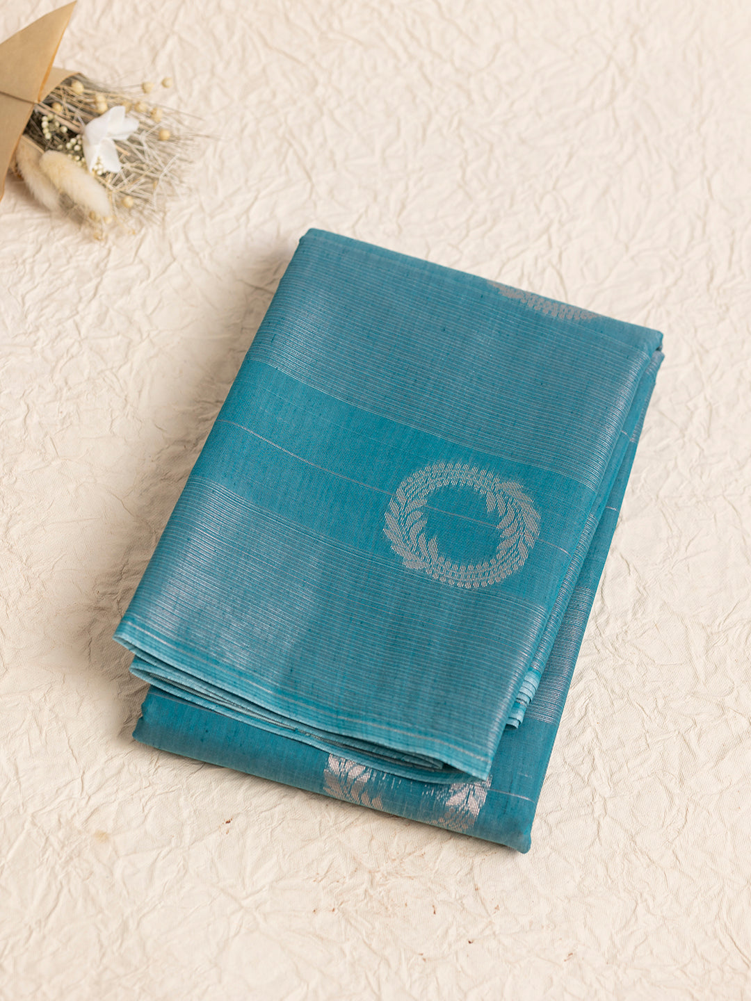 Women Blue Semi Kora Cotton Saree SK98