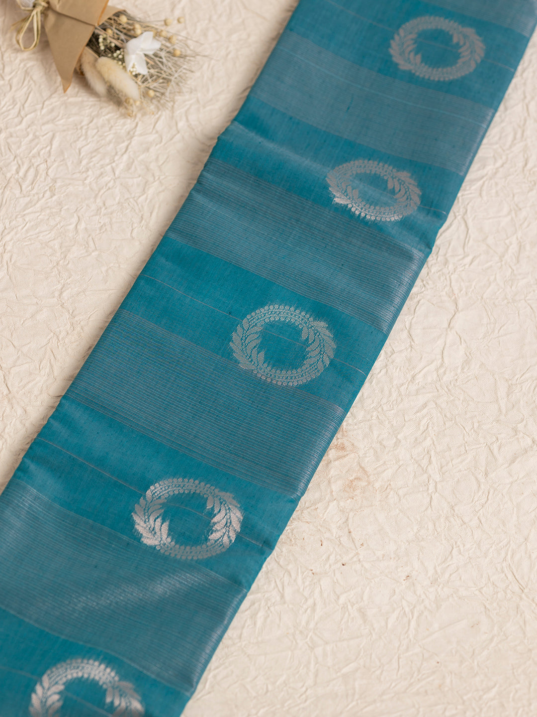 Women Blue Semi Kora Cotton Saree SK98