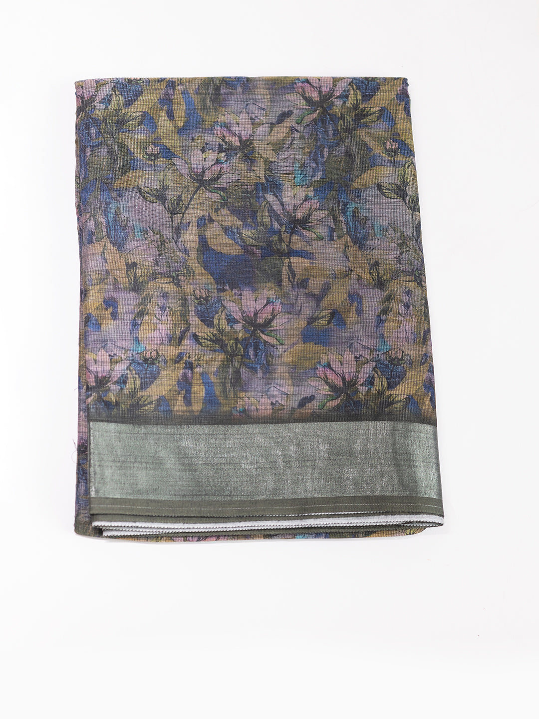 Women Dark Blue Semi Linen Saree SL205