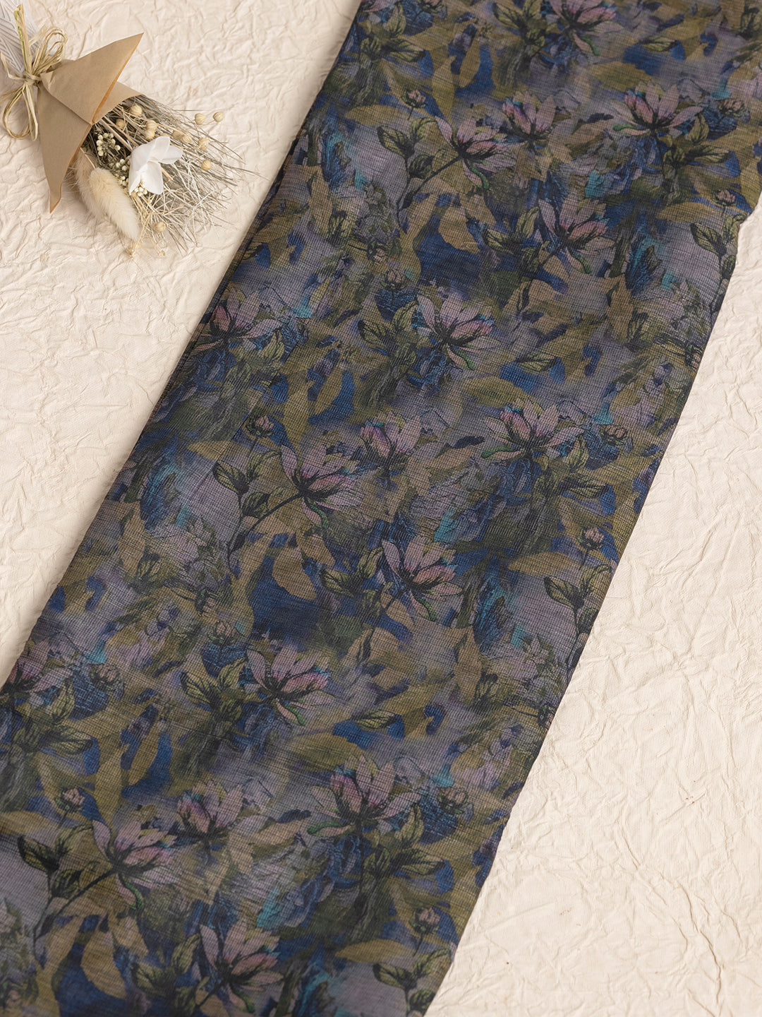 Women Dark Blue Semi Linen Saree SL205