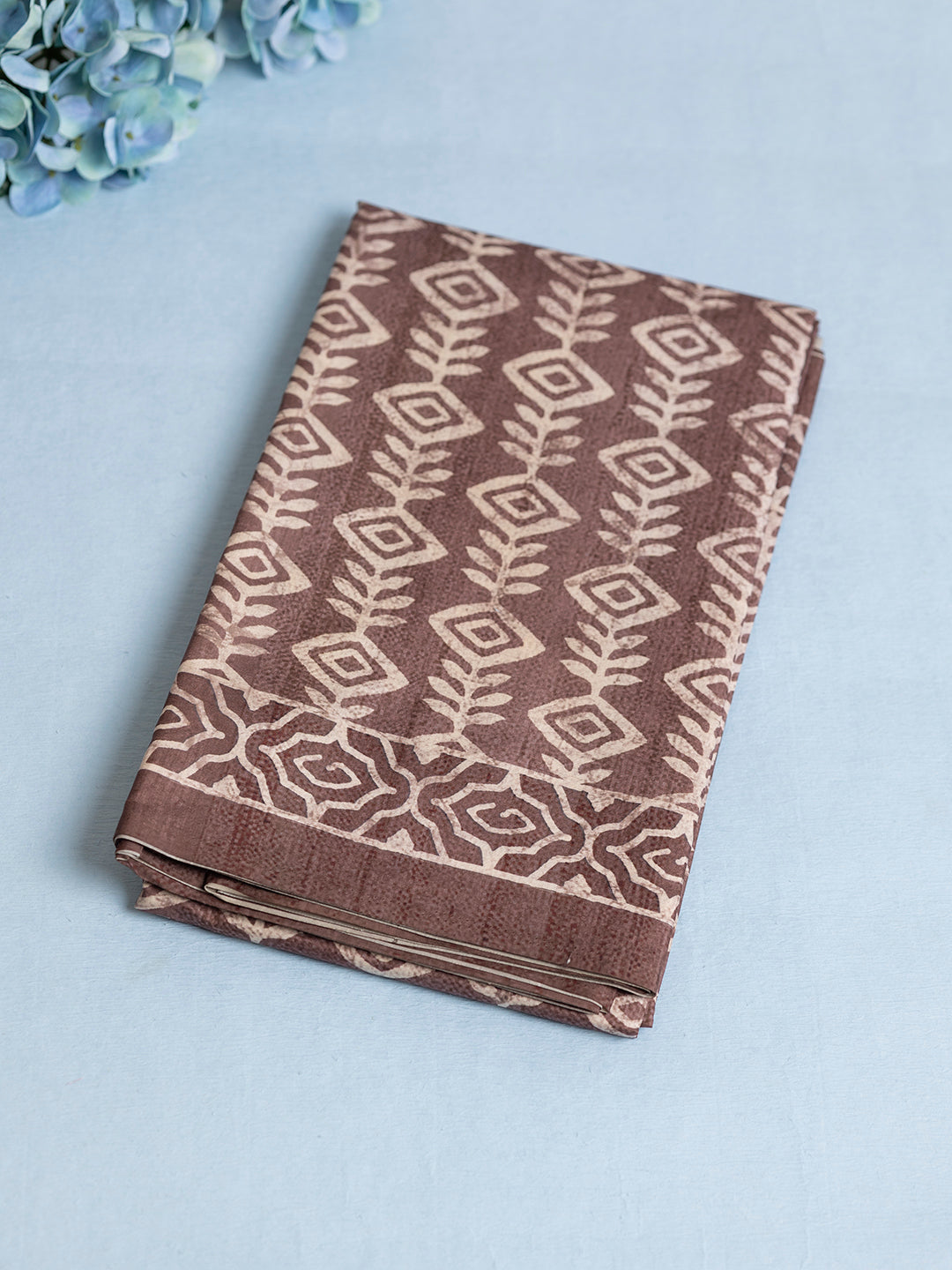 Women Brown Semi Tussar Printed Saree ST242