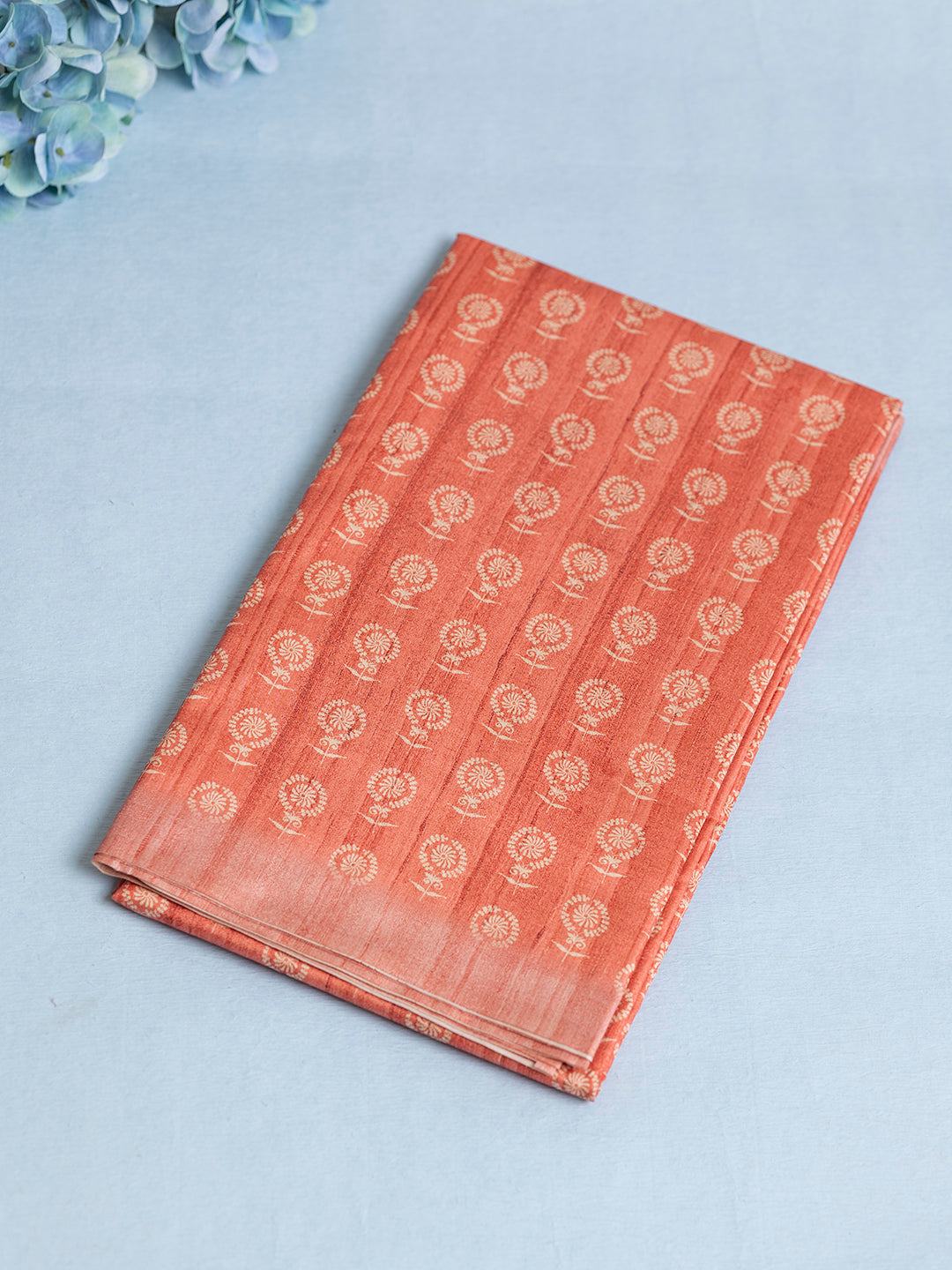 Women Orange Semi Tussar Printed Saree ST237