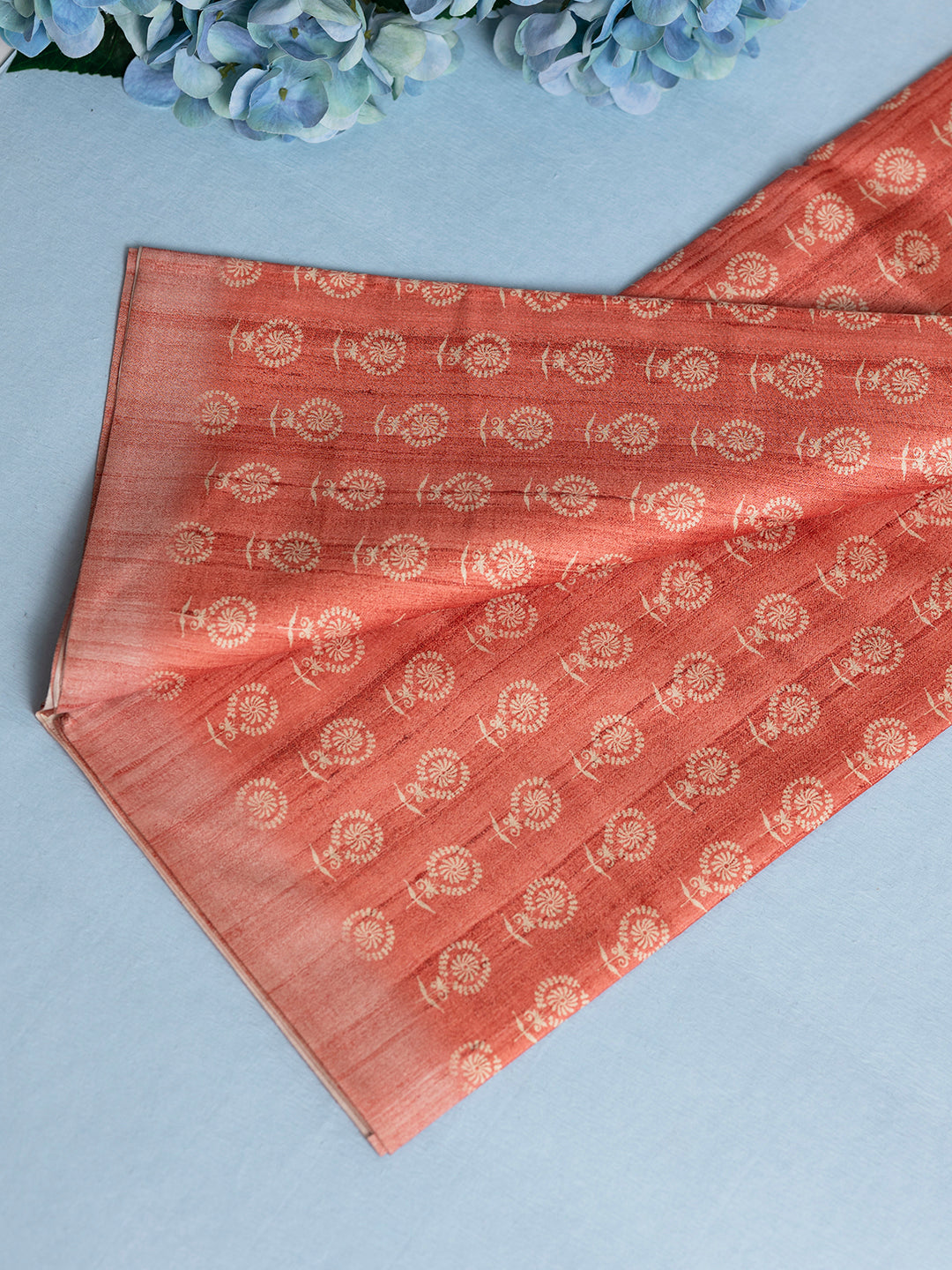 Women Orange Semi Tussar Printed Saree ST237