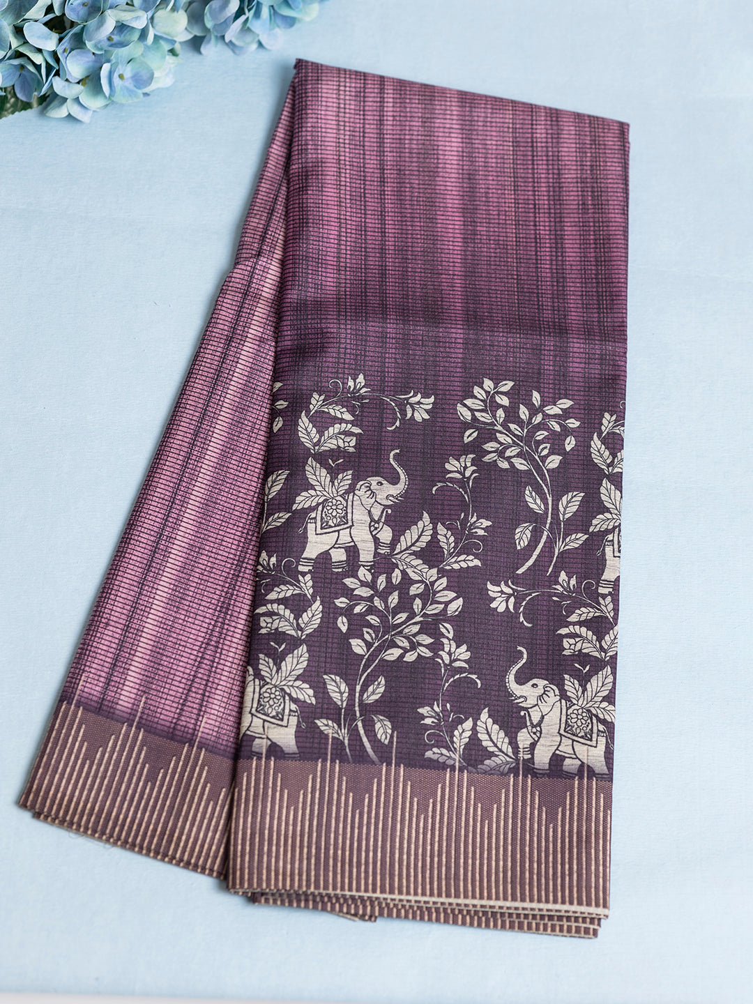 Women Pink Semi Tussar Printed Saree ST241