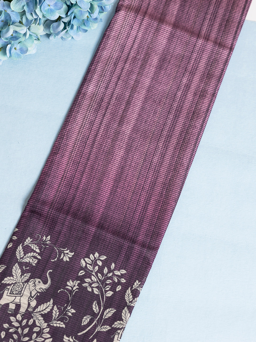 Women Pink Semi Tussar Printed Saree ST241