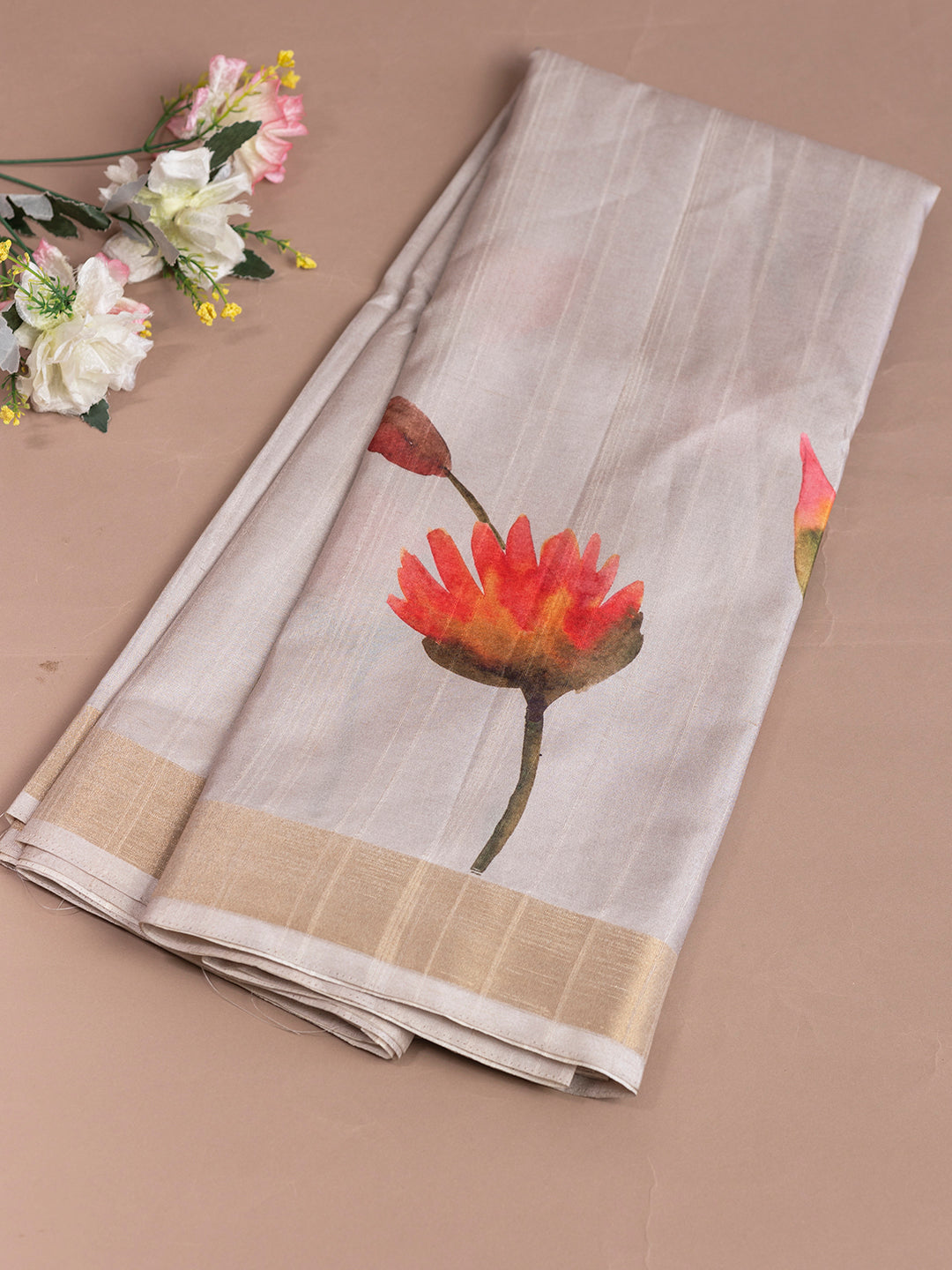 Women Semi Raw Silk Saree Grey SRS96