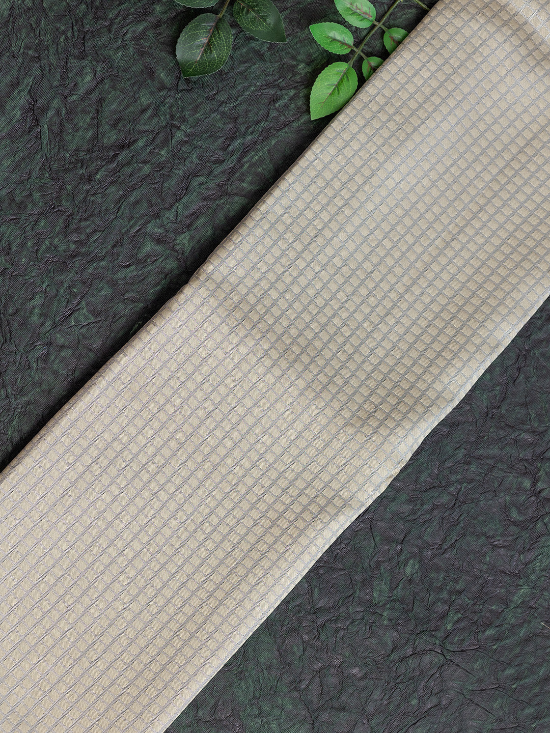 Women Light Green Art Silk Checked Jacquard Saree ASS36