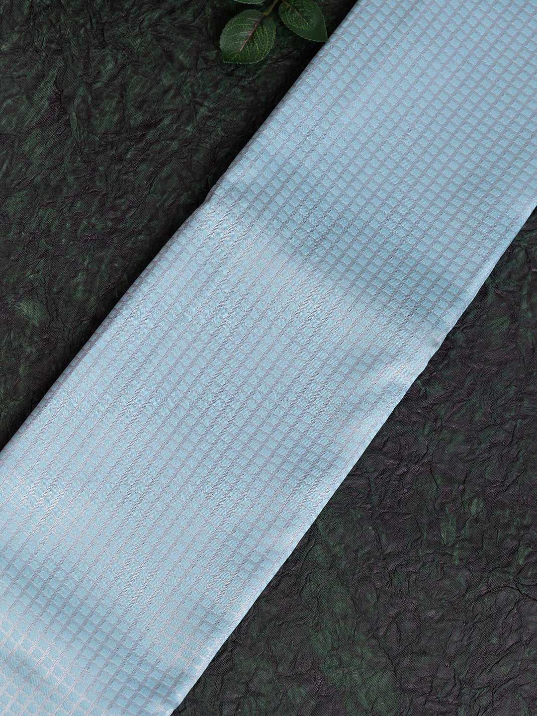 Women Blue Art Silk Checked Jacquard Saree ASS39