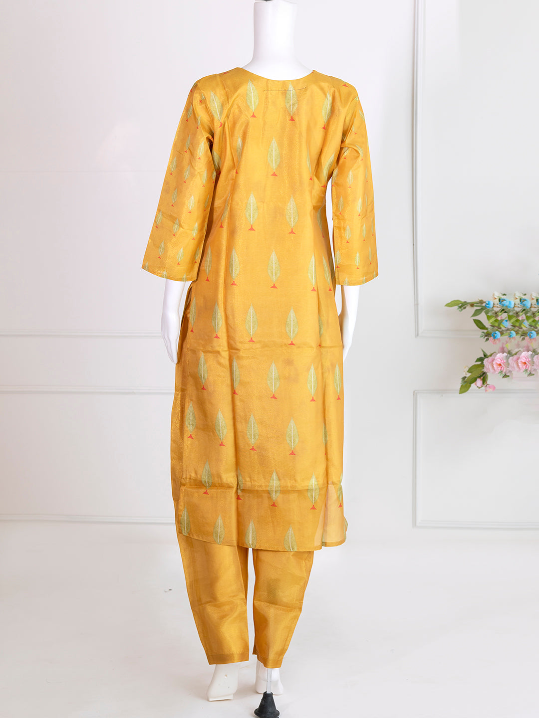 Women Mango Art Silk Printed Kurti Set EKS77