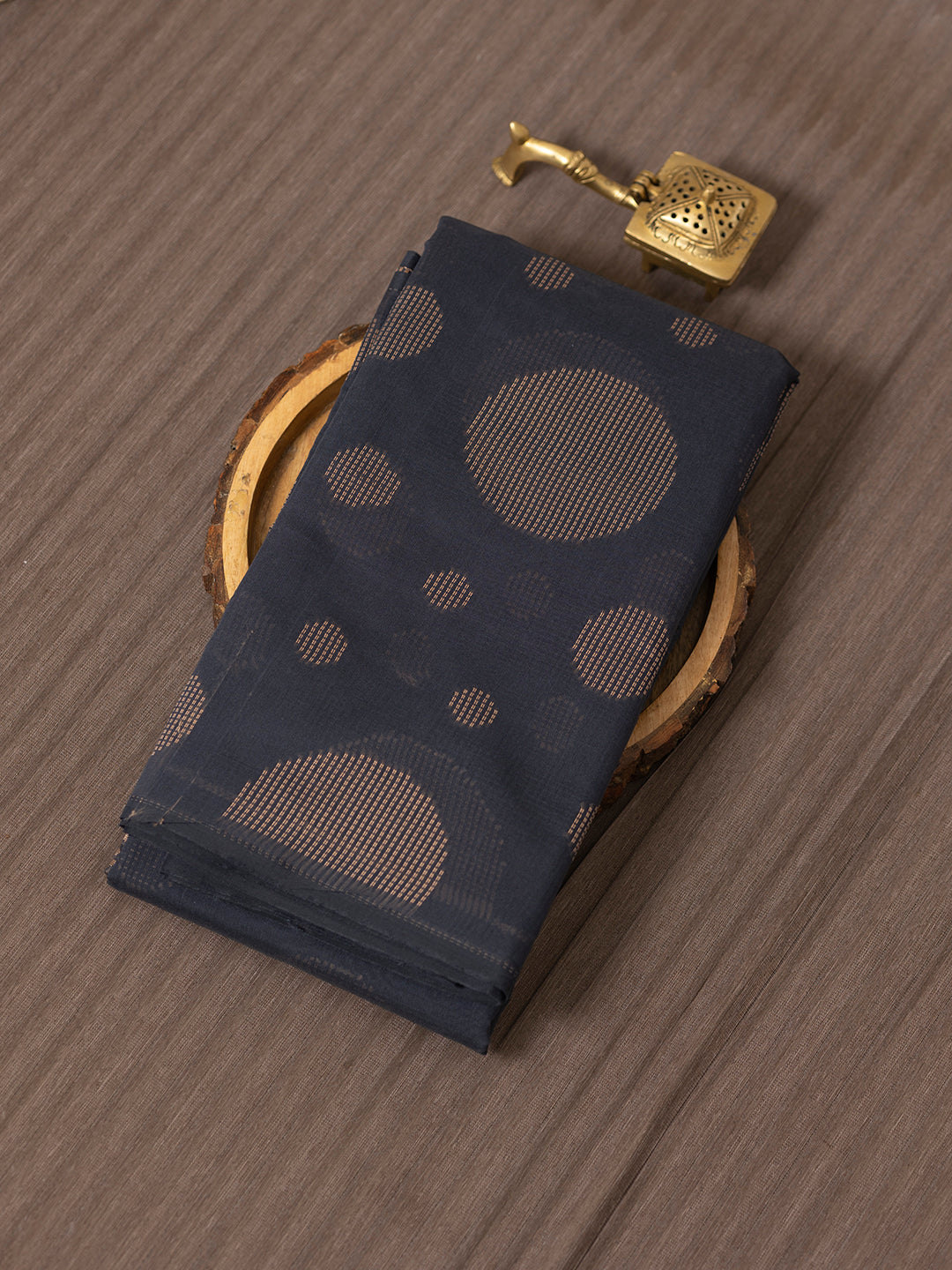 Women Navy Blue Kora Cotton Saree PCS145