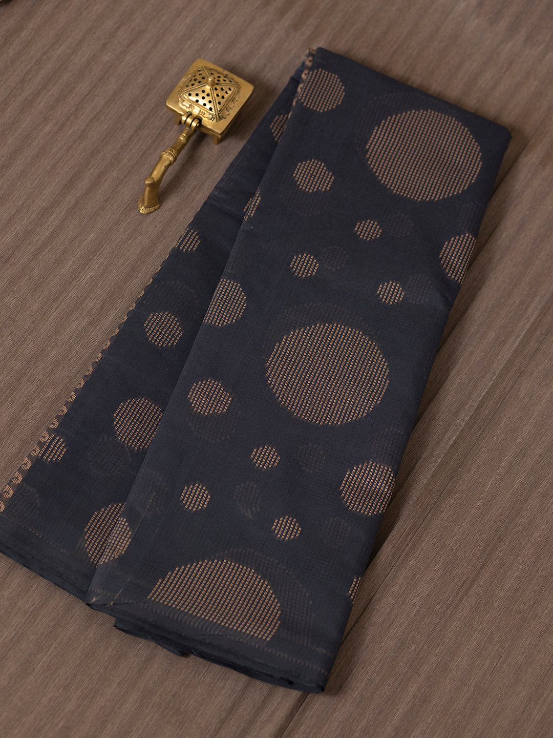 Women Navy Blue Kora Cotton Saree PCS145