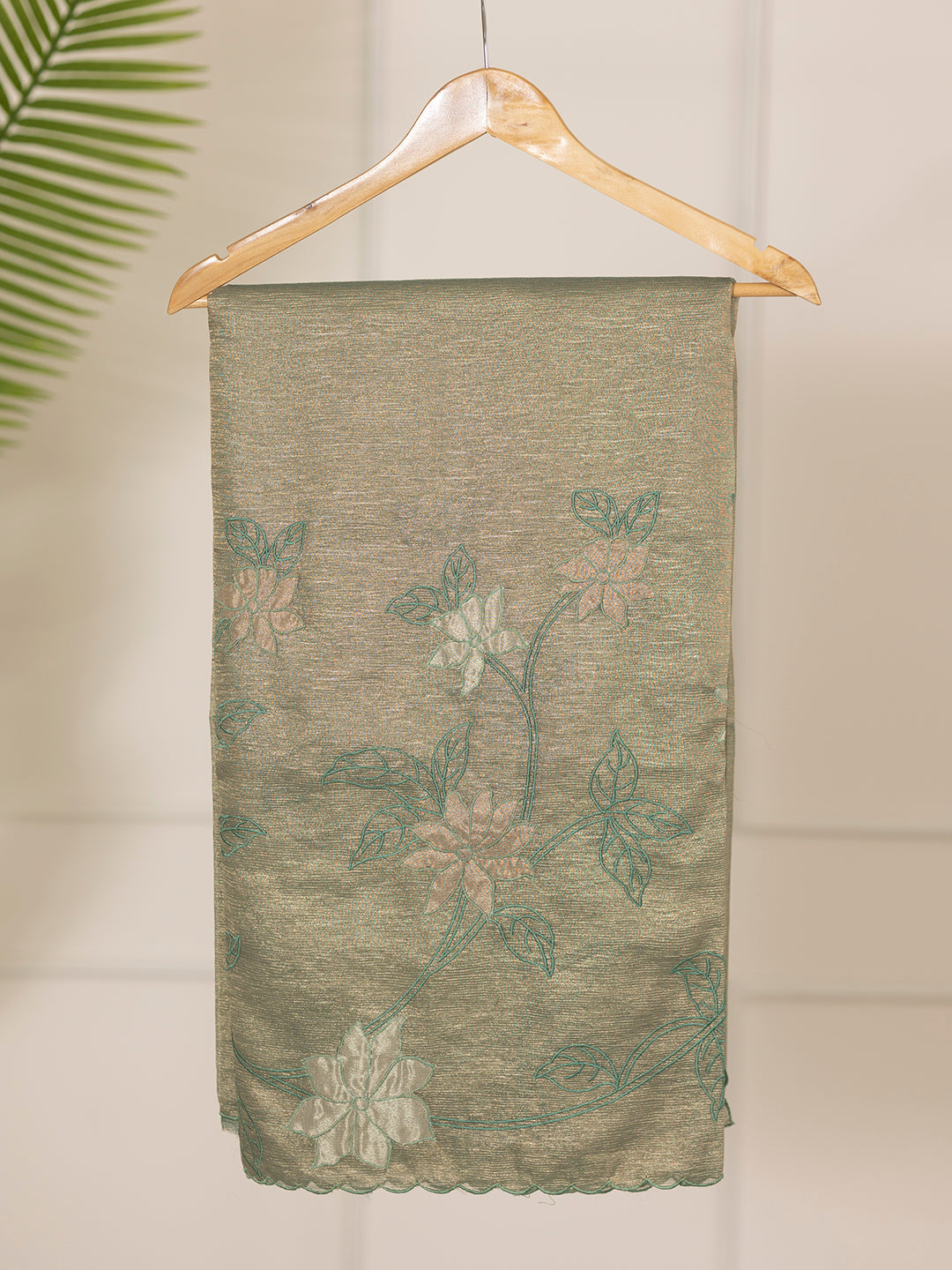 Women Green Fancy Tissue Soft Crush Saree TS13