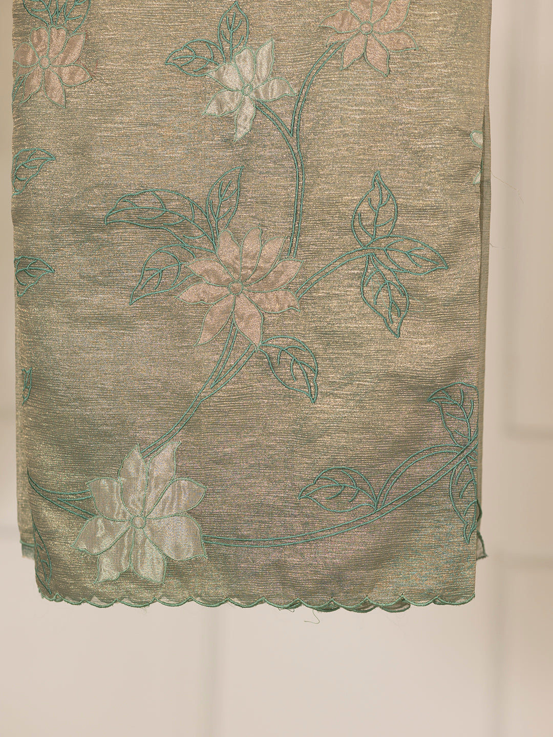 Women Green Fancy Tissue Soft Crush Saree TS13