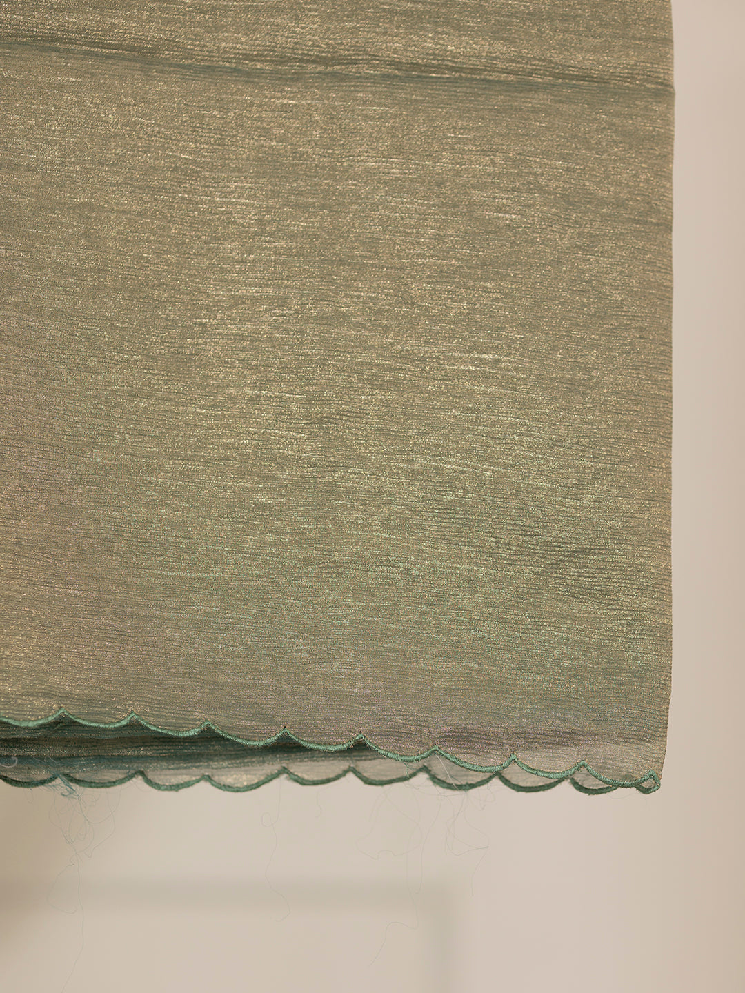 Women Green Fancy Tissue Soft Crush Saree TS13