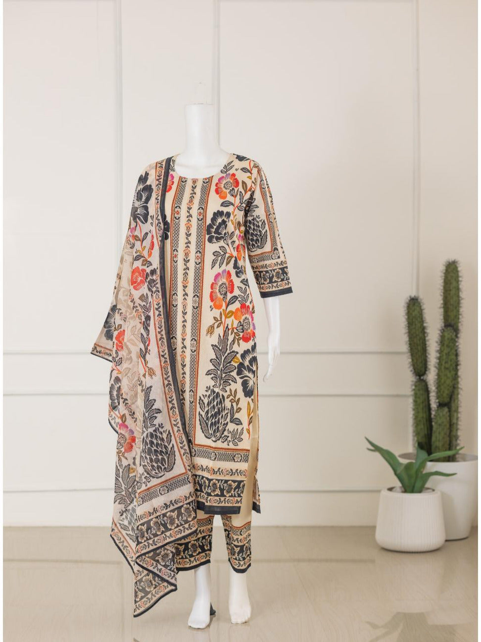 Women Sandal Cotton Printed Kurti Set EKS52