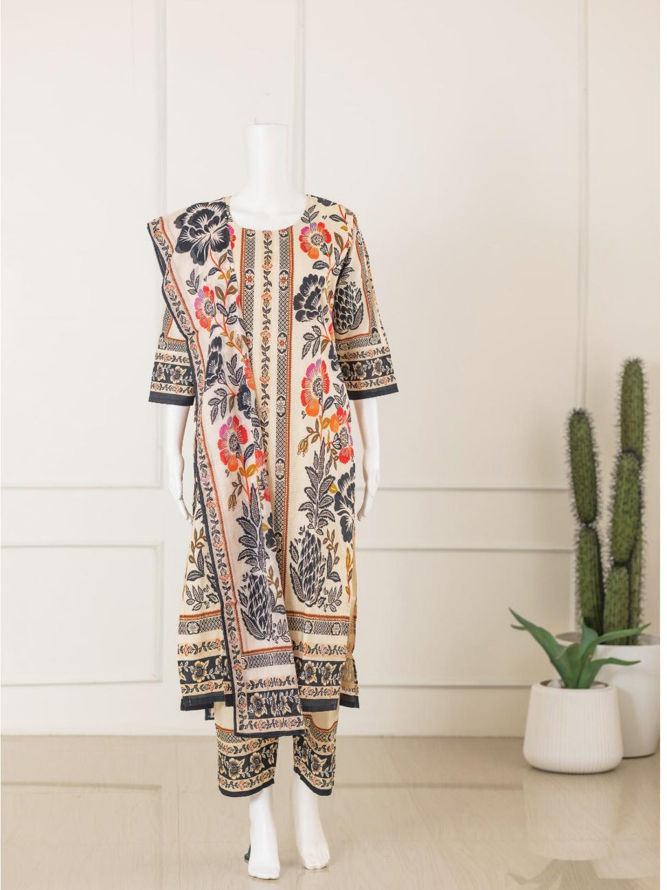 Women Sandal Cotton Printed Kurti Set EKS52