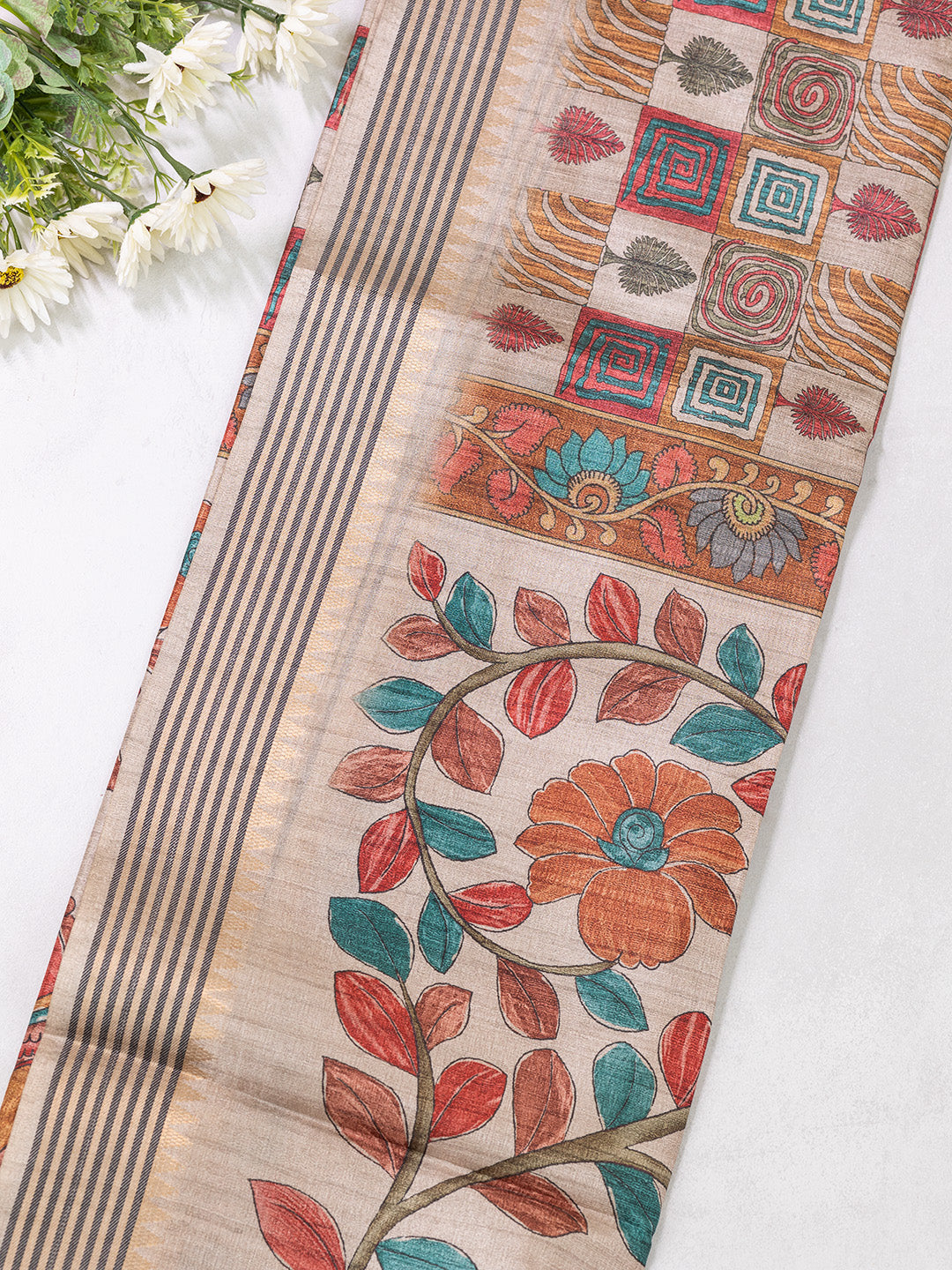 Women Multi Colour Tissue Printed Saree TS40